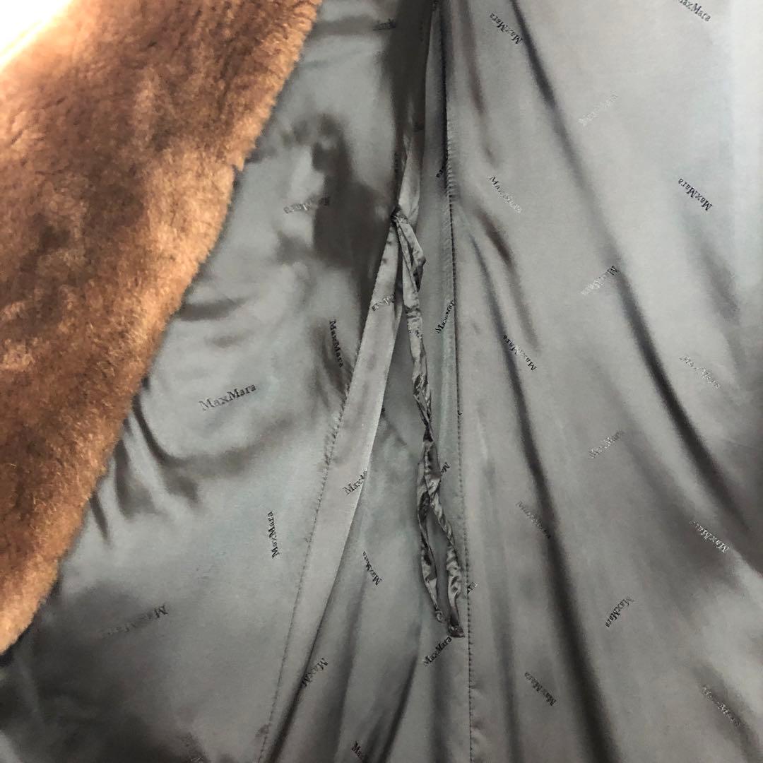 訳あり MaxMara マックスマーラ 黒と茶色のファーコート ロング M