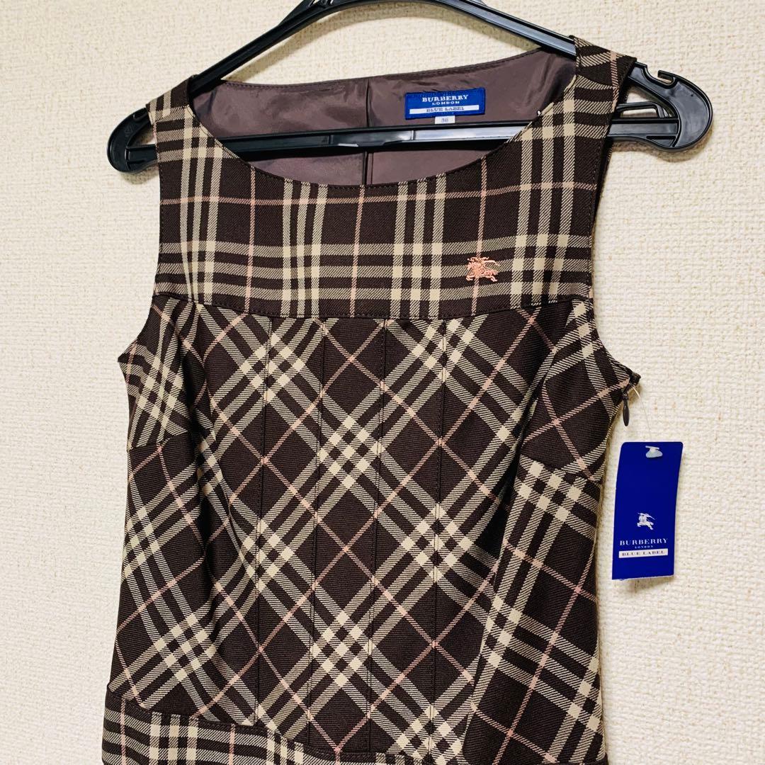 バーバリーブルーレーベル ノバチェック ノースリーブワンピース サイズ38