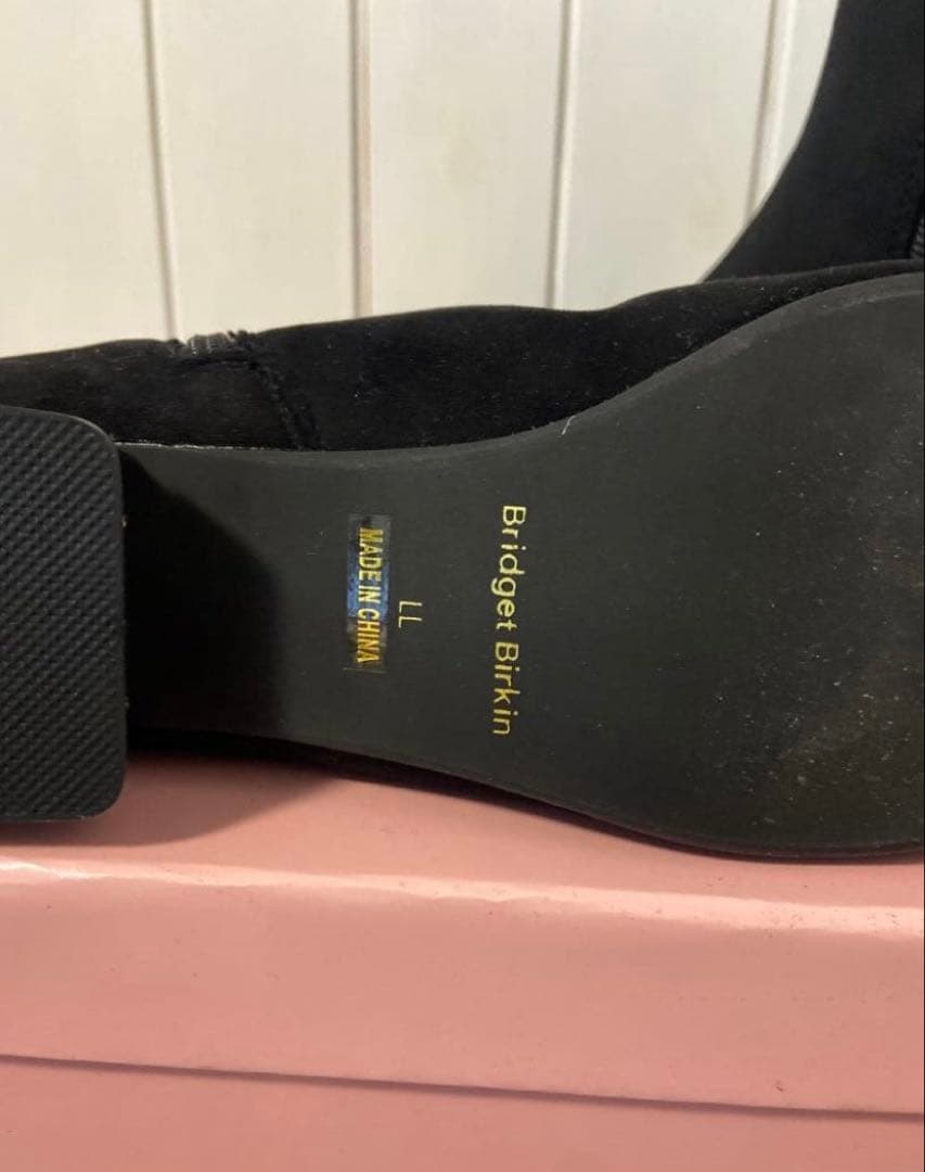 新品Bridget Birkinパールチェーンヒールストレッチショートブーツ黒