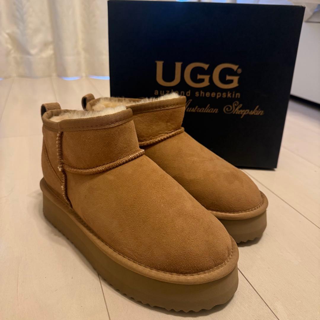 新品未使用 UGG ウルトラミニ プラットフォーム チェスナット EU40 箱付