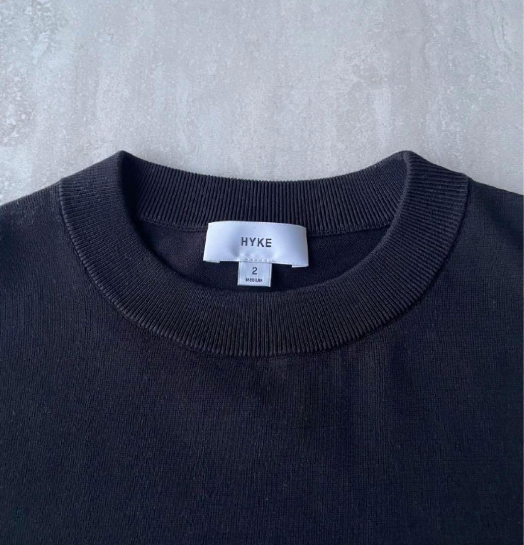 トップス HYKE CROPPED SHEER SLEEVE SWEATER#BLACK