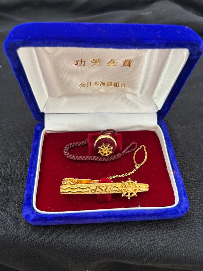 K18 18金 シルバー　全日本海員組合　功労金賞　ネクタイピン　バッジ　JSU
