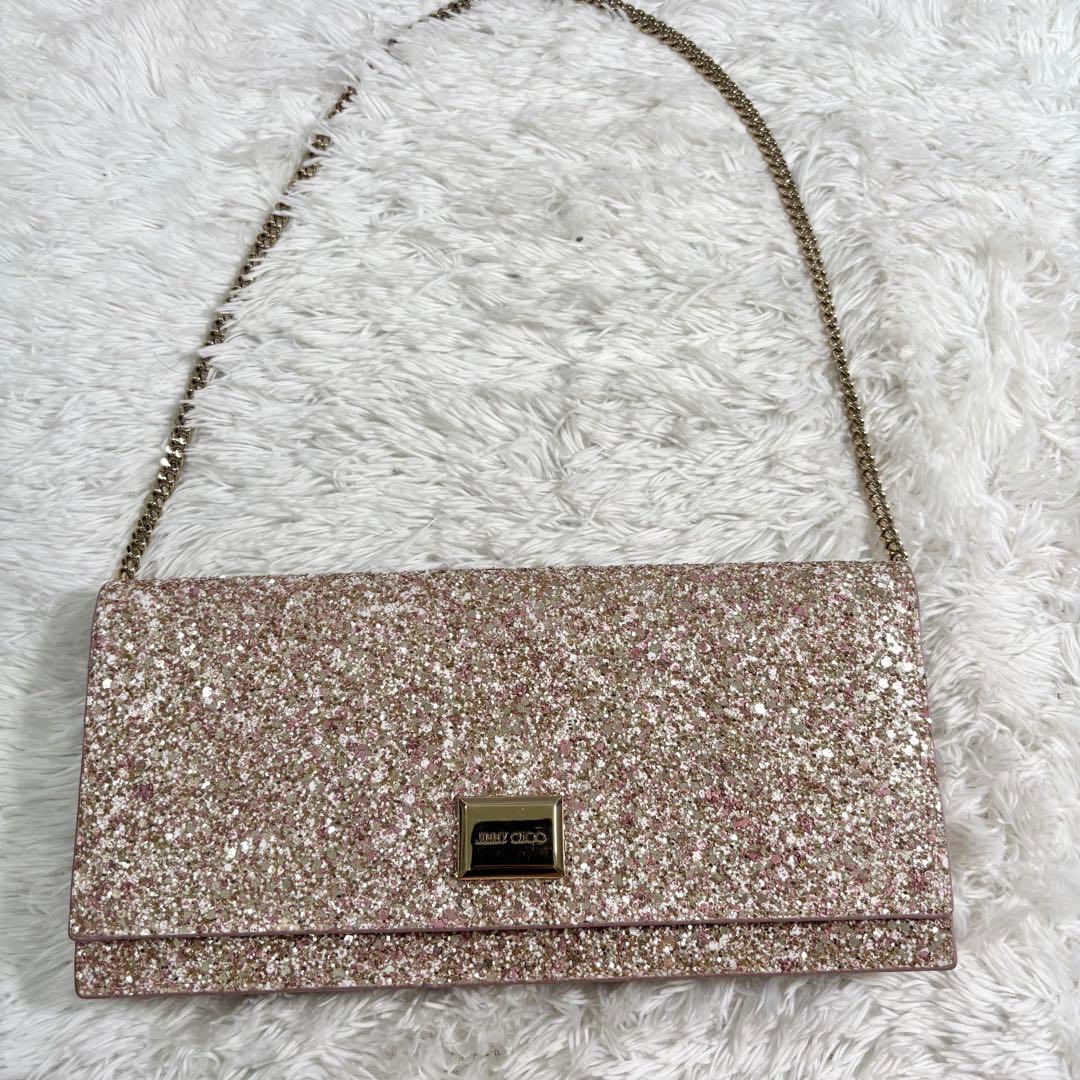 【美品】 ジミーチュウ ショルダーバッグ パーティ チェーン ウォレット ピンク