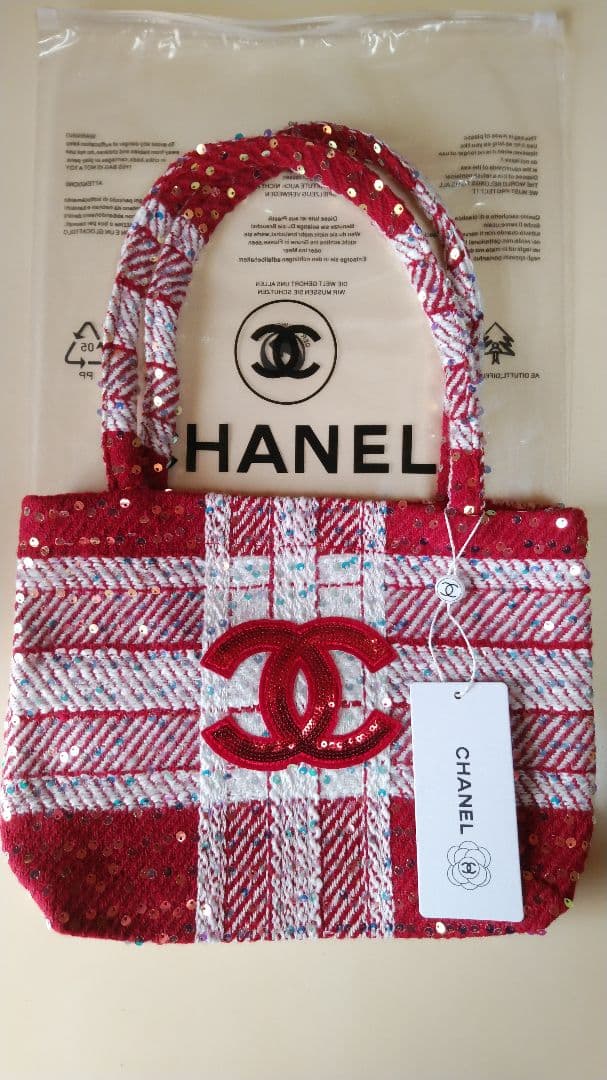 CHANELビューティーノベルティツイードスパンコールトートバック
