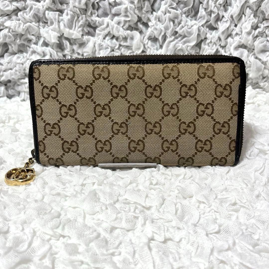 希少✨GUCCI GGキャンバス 長財布　ラウンドファスナー　マーモント