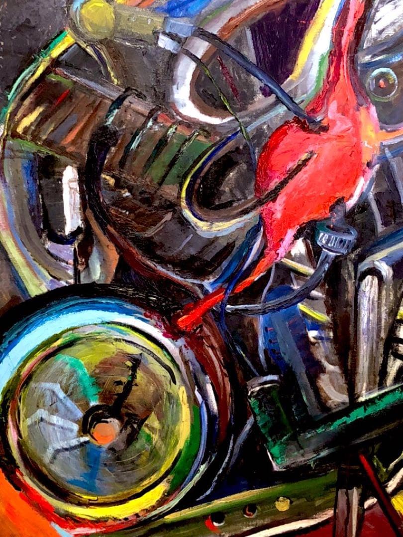 絵画　一点物　油絵　バイク　F40 micchan作
