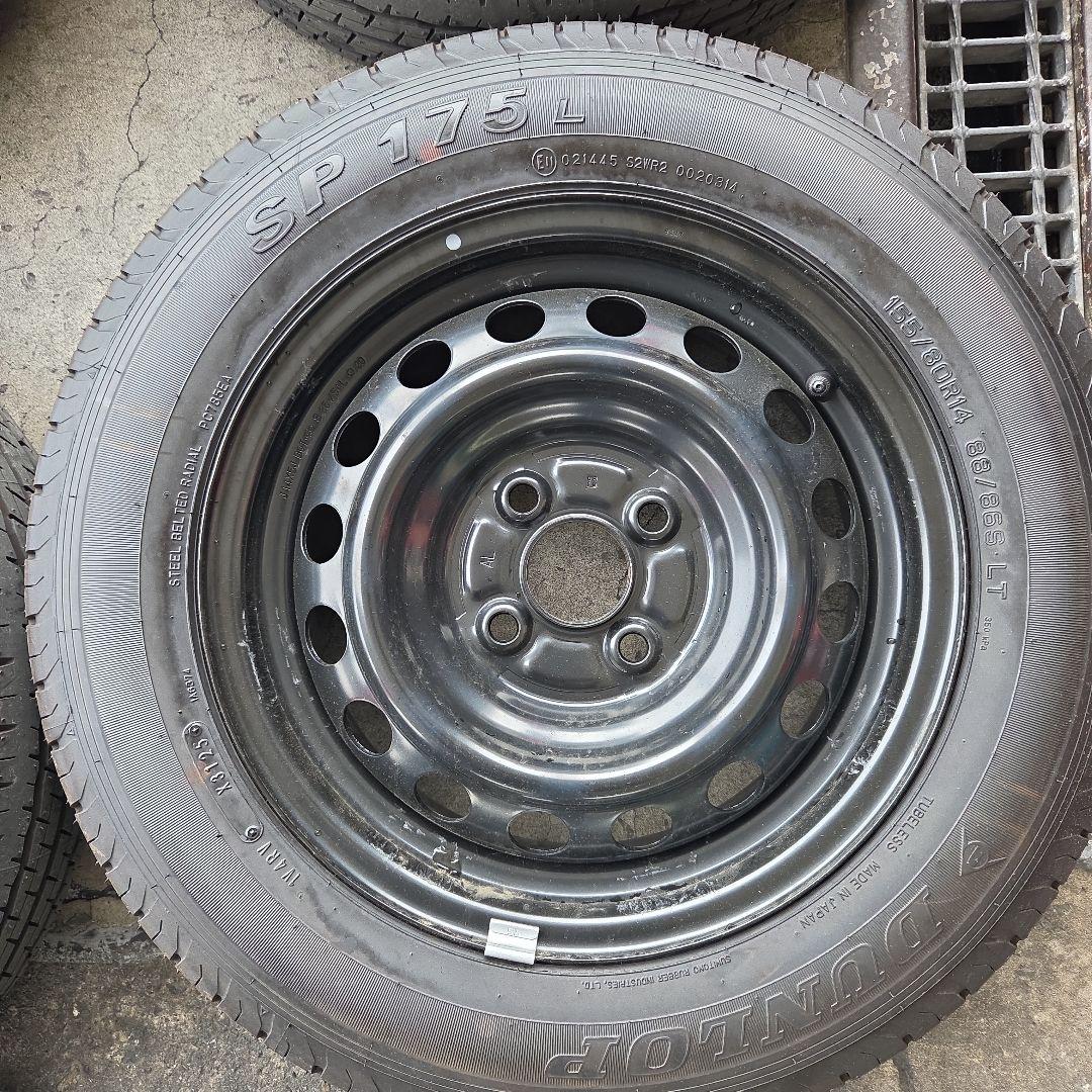 DUNLOP 155/80R14　88/86S タイヤ・ホイールセット 4本