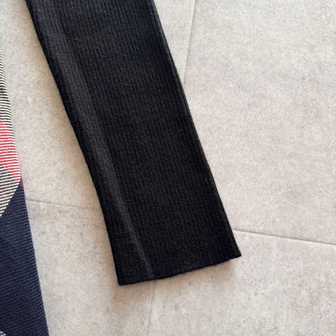 ブルーレーベルクリストブリッジ　ロングワンピース　ニット切替　黒　38　チェック