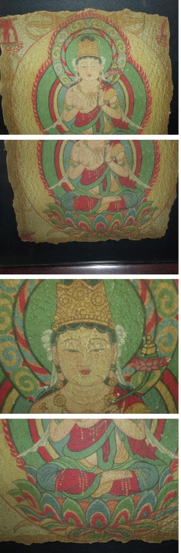 骨董市　掘り出し品中国唐時代　敦煌莫高窟壁画 彩絵 Z0985B18-5