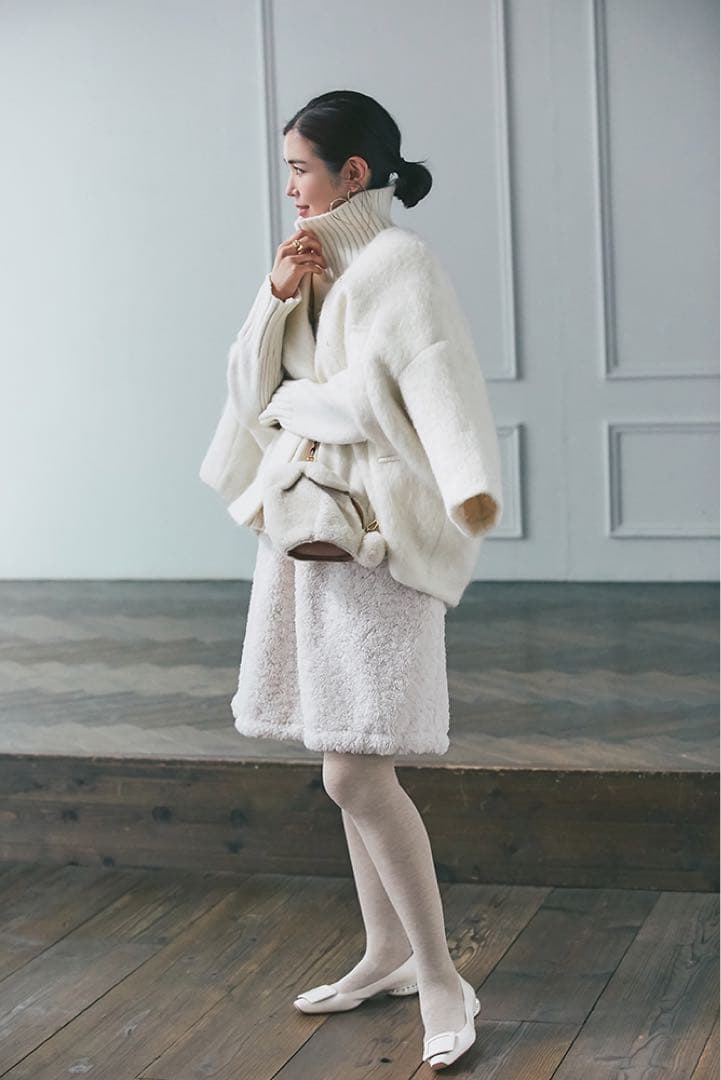 【未使用】SEVENTEN セブンテン ミディアムコクーンシャギーコートXS