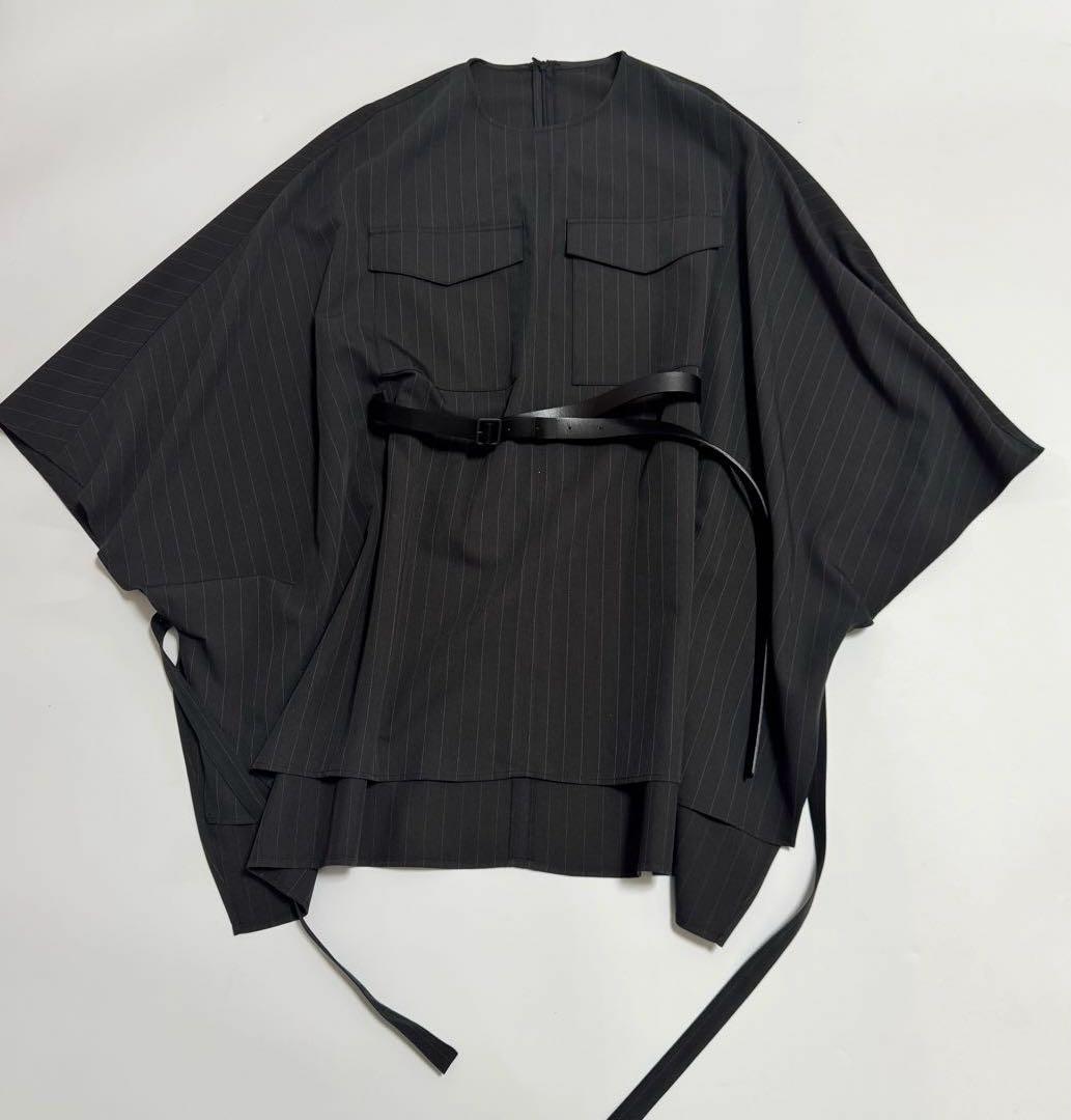 ADORE アドーア　ストライプツイルシャツ ポンチョ　ベルト　ブラウス