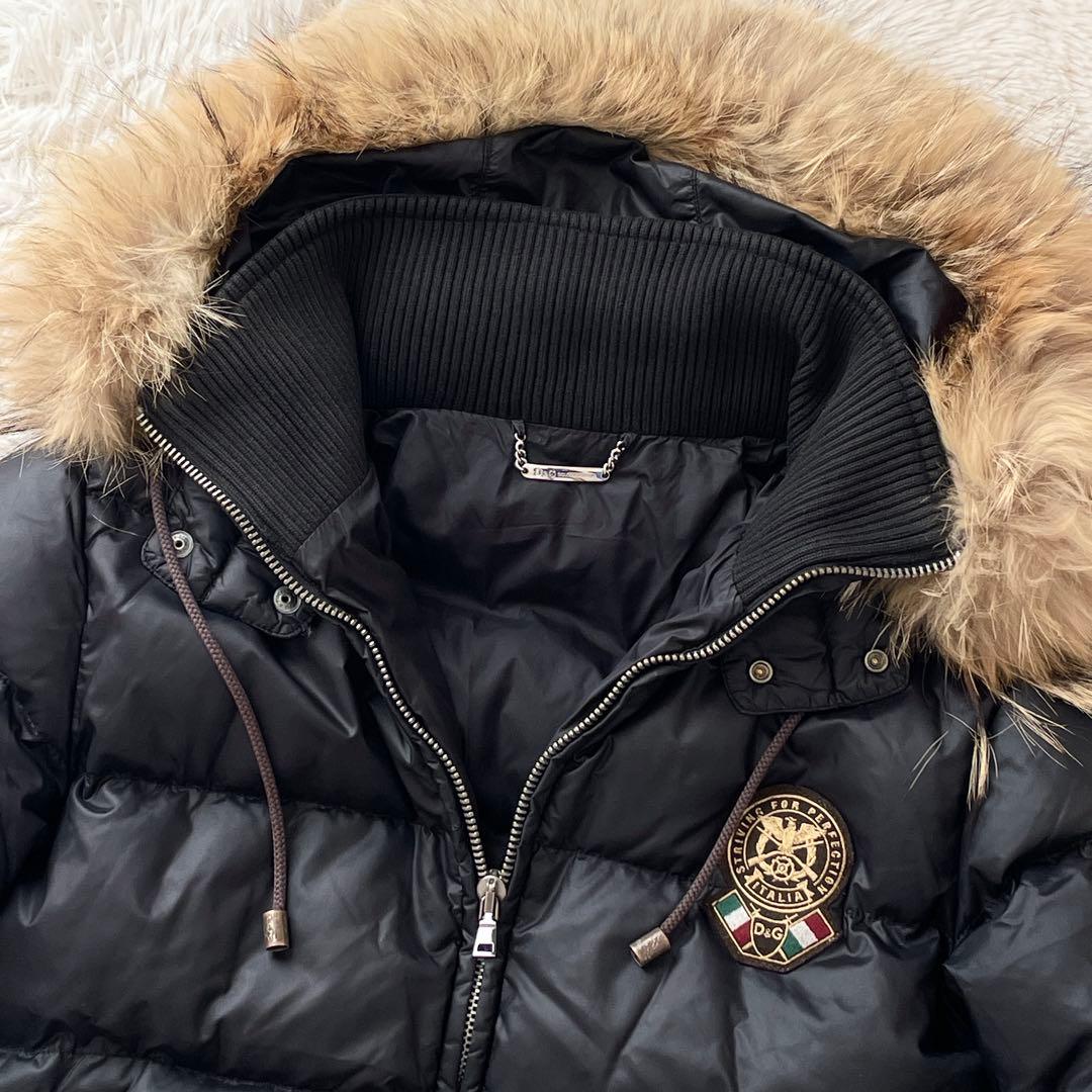 DOLCE&GABBANA フーデット パファージャケット コヨーテファー 黒