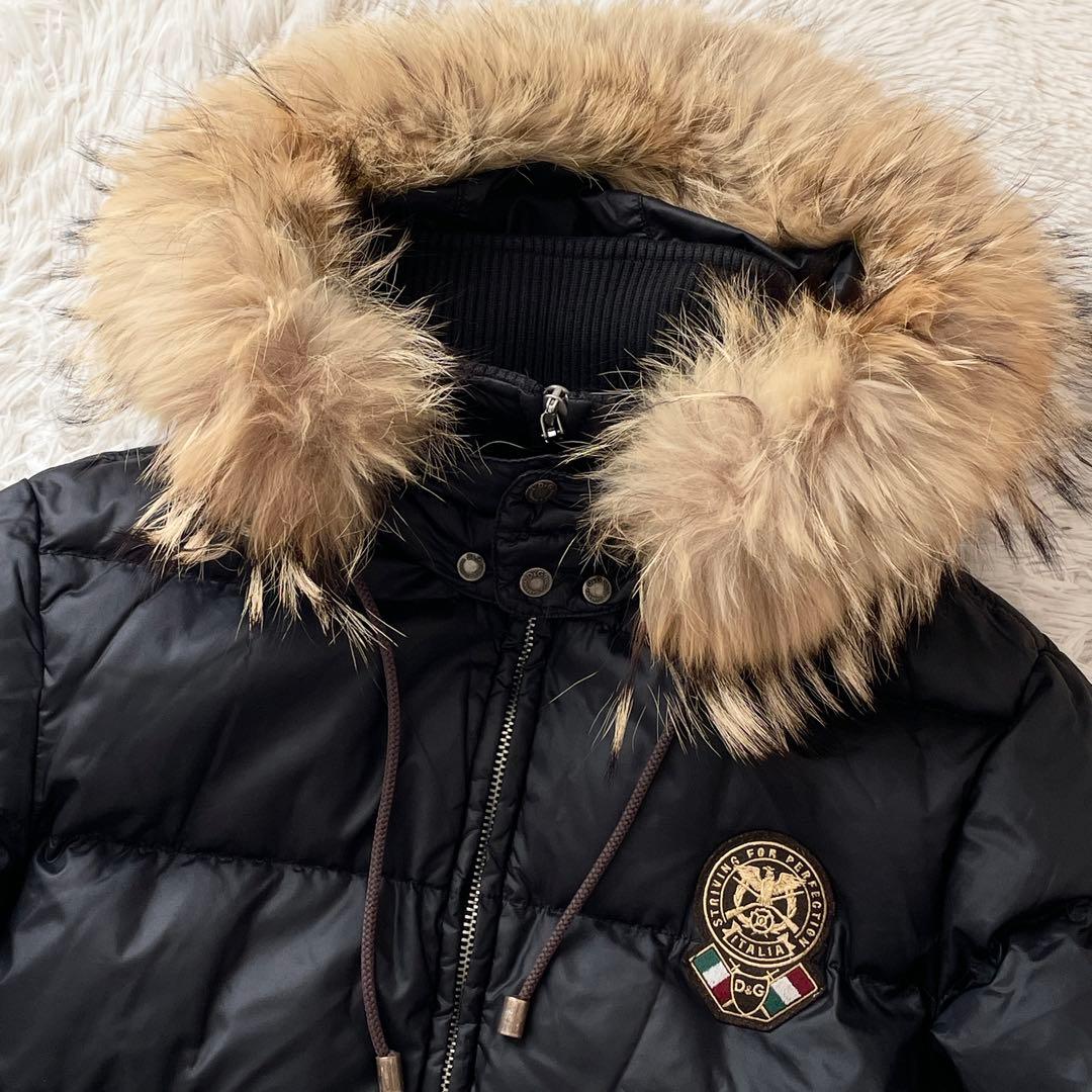 DOLCE&GABBANA フーデット パファージャケット コヨーテファー 黒