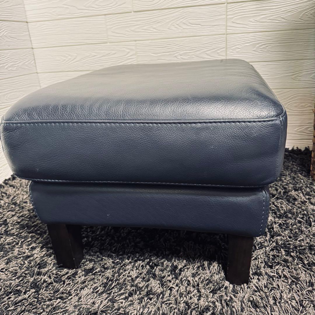 ワタリジャパン / HTL オットマン 総本革　濃紺 ネイビー レザー