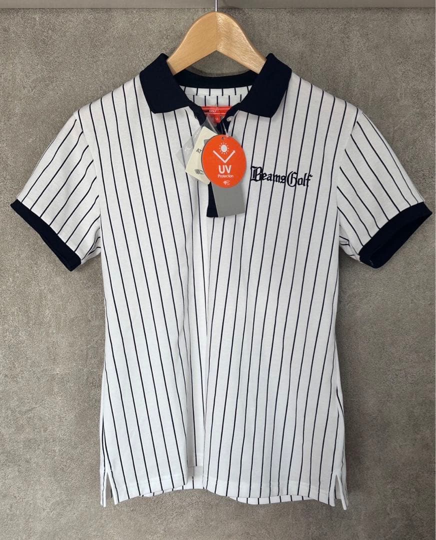 【未使用】BEAMS GOLF ポロシャツ（ホワイト×ネイビー定価17,600円