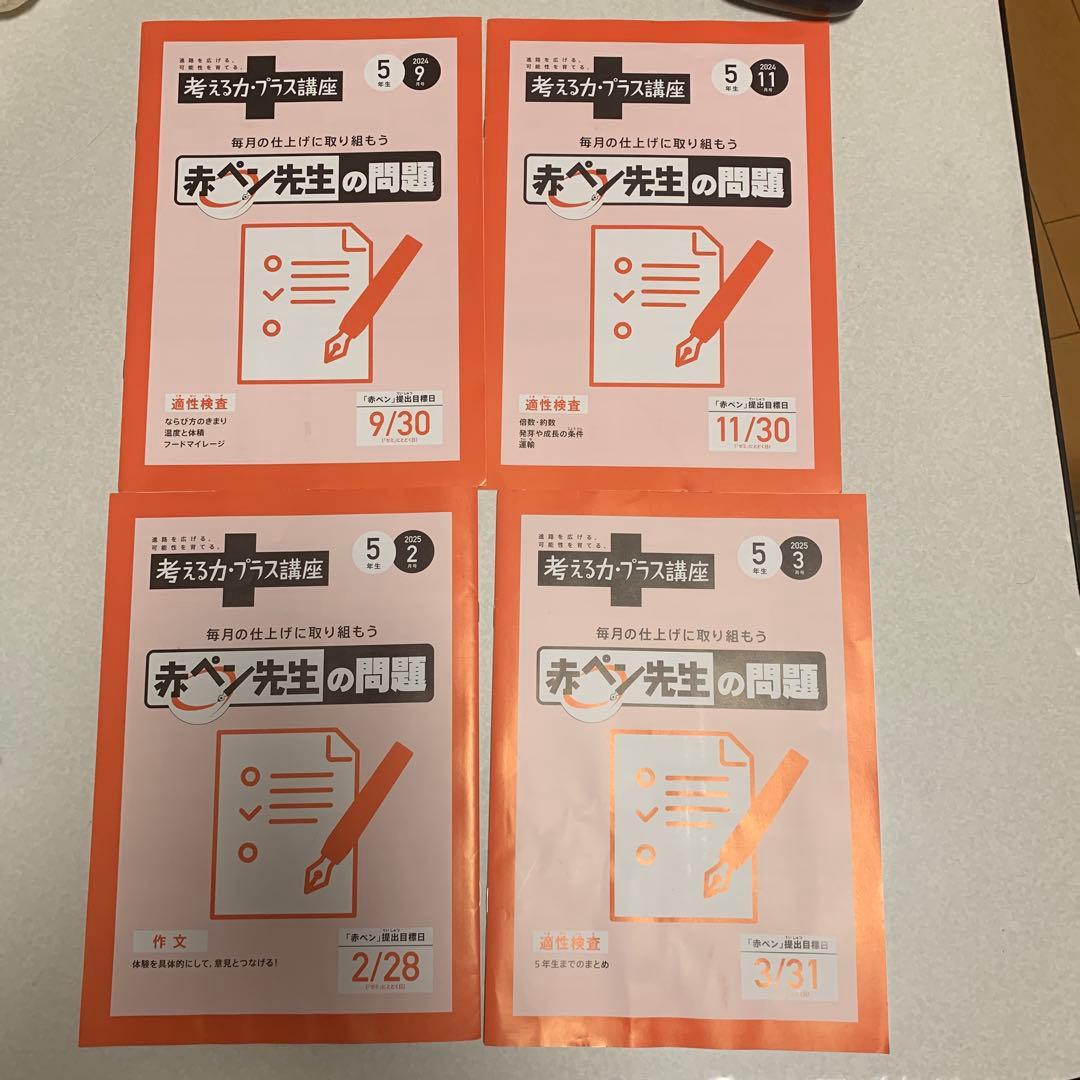 2024年度　進研ゼミ 考える力・プラス講座5年 公立中高一貫1年間分フルセット