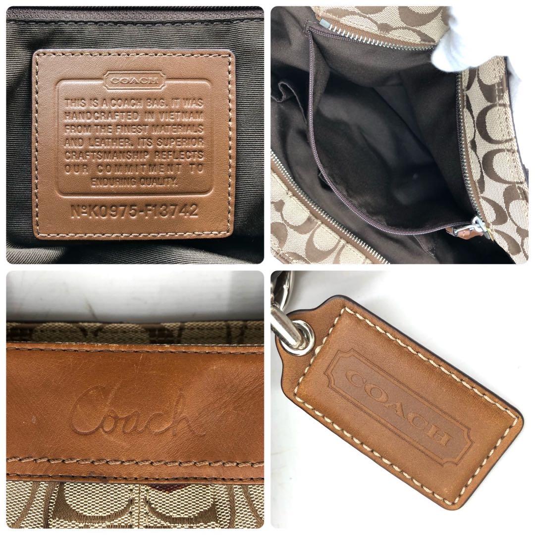 COACH コーチ トートバッグ シグネチャー キャンバス レザー ブラウン
