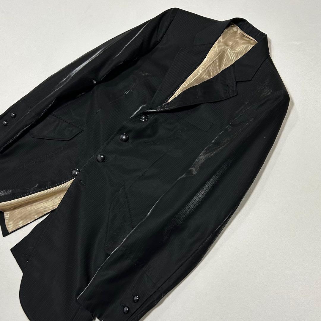 90s イタリア製 セットアップ スーツ ウール テーラードジャケット 艶 光沢