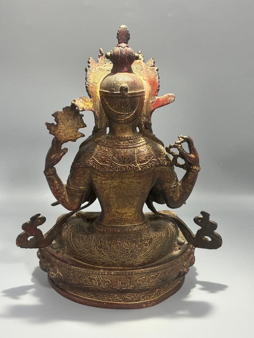 仏教古美術 純銅静座観音 四腕観音仏像文化遺産 文化財仏像伝承