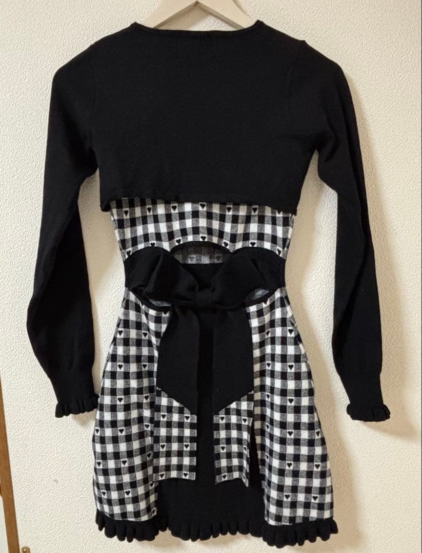 バックリボン×ギンガムハートアンサンブルワンピース