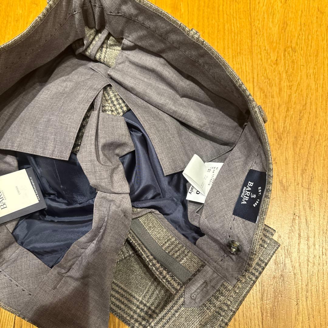 に*う様 新品　BARBA バルバ　グレンチェック　フランネルパンツ　グレージュ