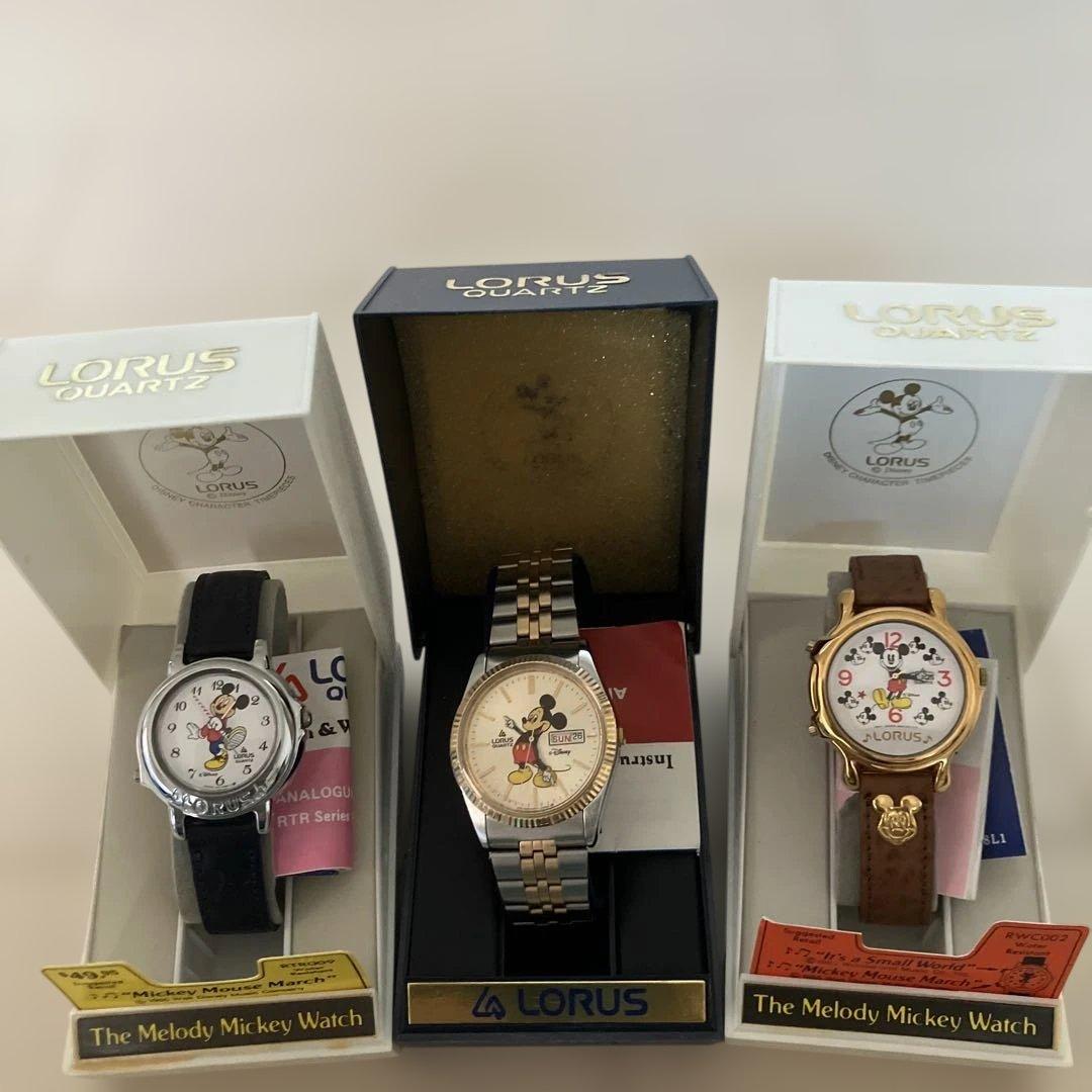 Kartoon　LORUSメロディミッキーウォッチ3点セット