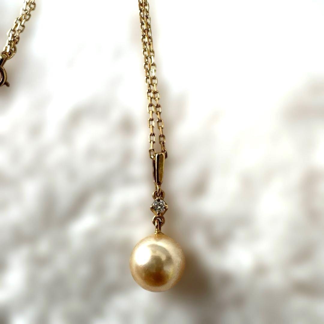 格安K18 パール ネックレス 一粒 真珠 ゴールド