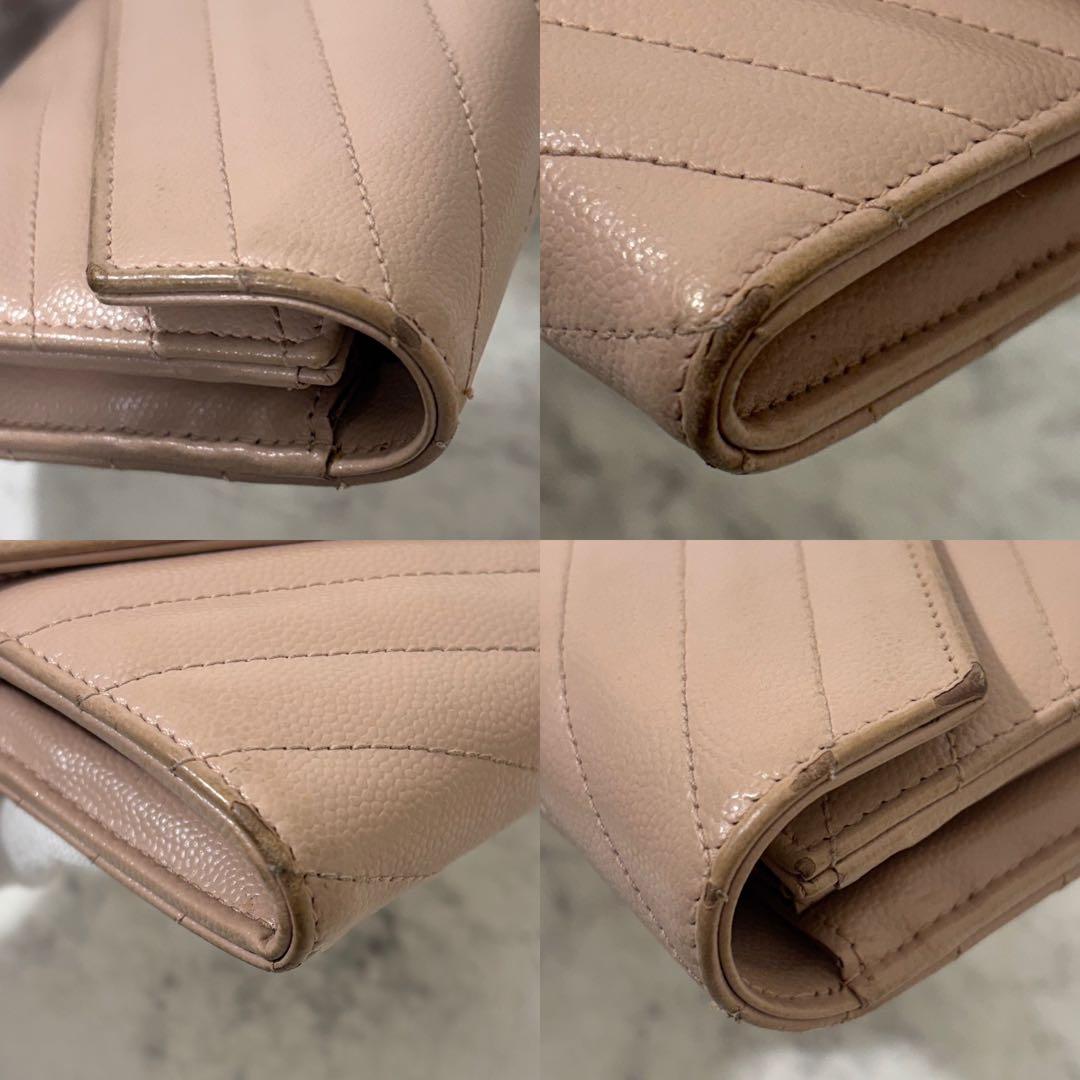 サンローラン 長財布 キルティング フラップ カサンドラ レザー ピンク