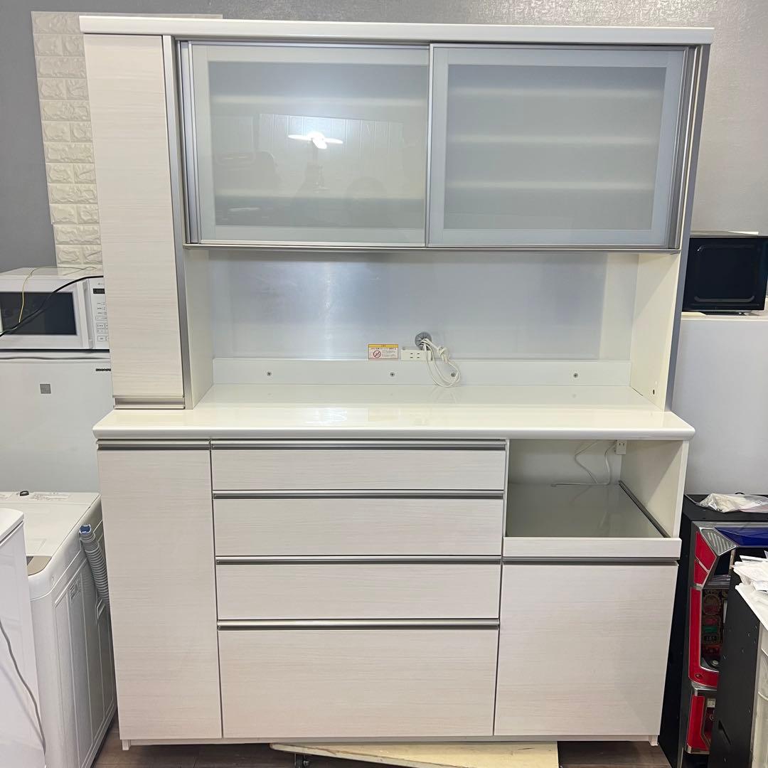 送料込み　パモウナ ホワイト　キッチンカウンター　食器棚