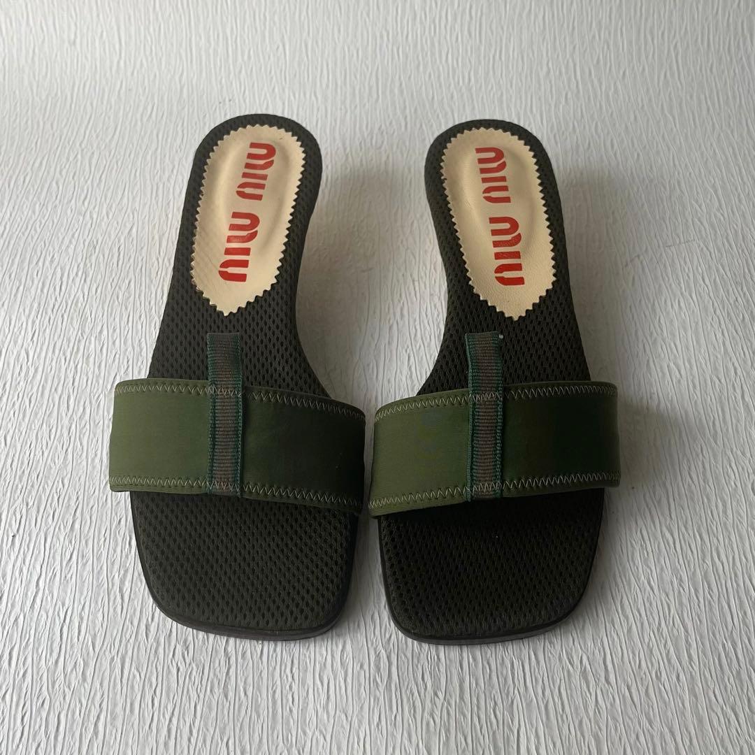 MIU MIU ミュール サンダル カーキ ヒール 37