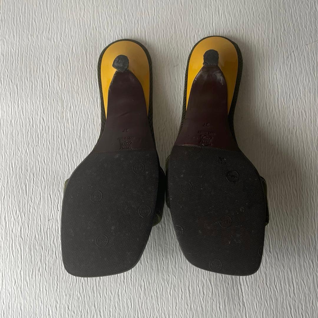 MIU MIU ミュール サンダル カーキ ヒール 37