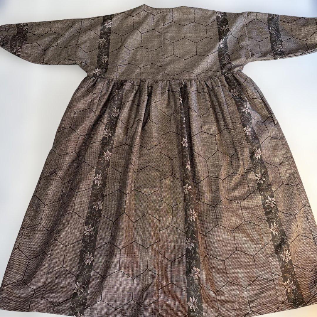 着物リメイク　古布大島紬　和装リメイク 和モダンカジュアル　旅行　体型カバー