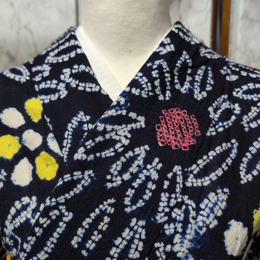 はな様ご購入有松絞り　向日葵の様な柄行 　ひろ衿