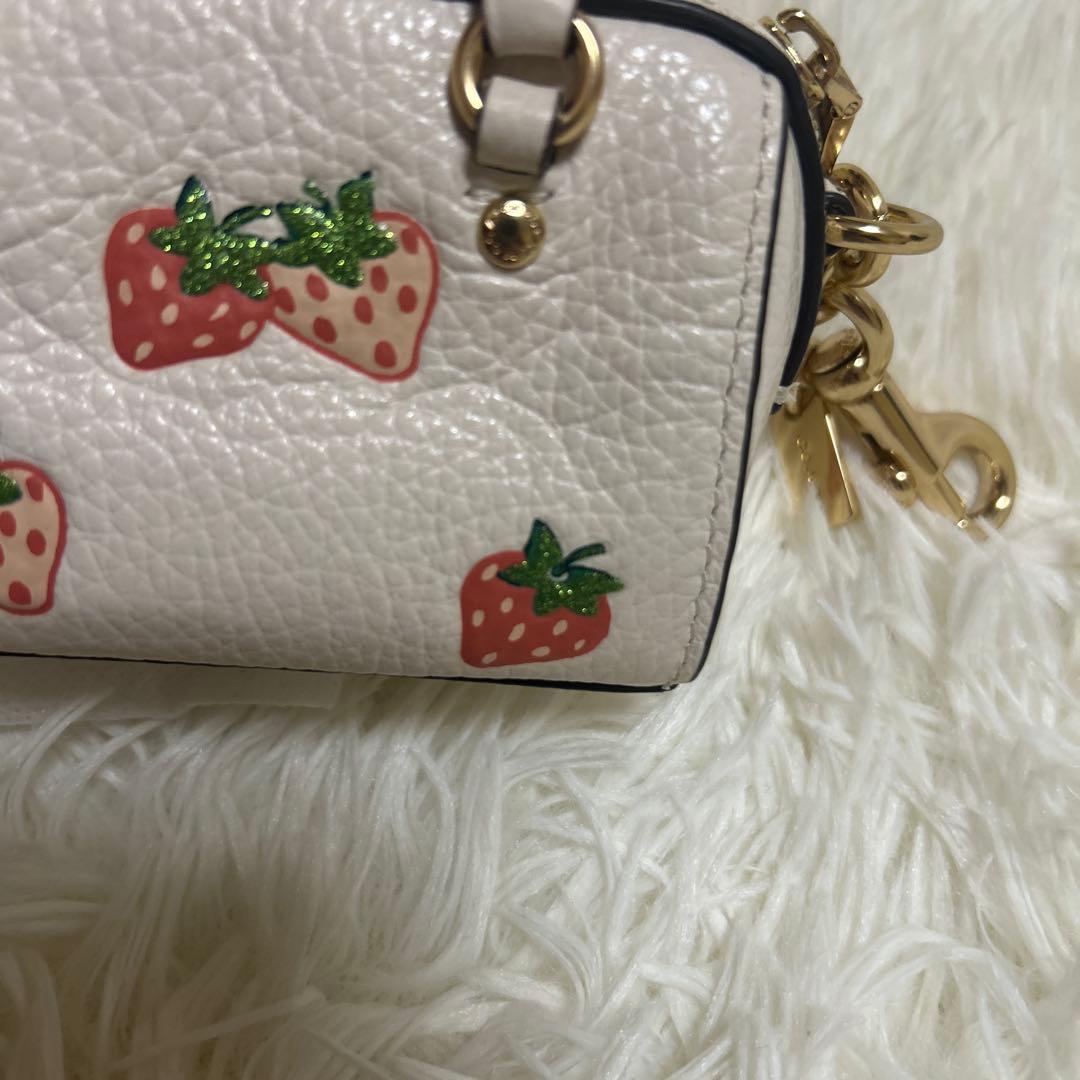 未使用級 コーチ ミニ バッグチャーム 小物入れ ローアン　ストロベリー