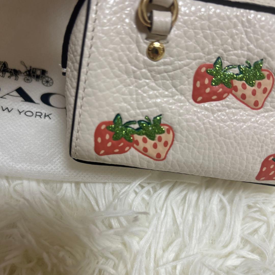 未使用級 コーチ ミニ バッグチャーム 小物入れ ローアン　ストロベリー