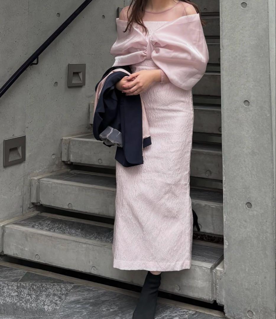 ecmile RIBBON TIGHT DRESS オケージョンドレス　ピンク