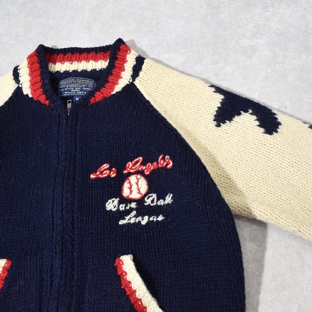 90s 00s WILLPIPS フルデコ スター カウチンニット ブルゾン