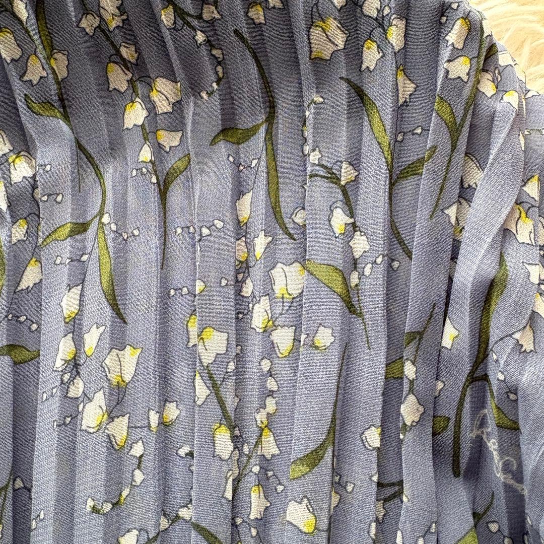 【未使用級】田中みな実着用　ソブ　スズラン柄　シフォンワンピース　プリーツ　36