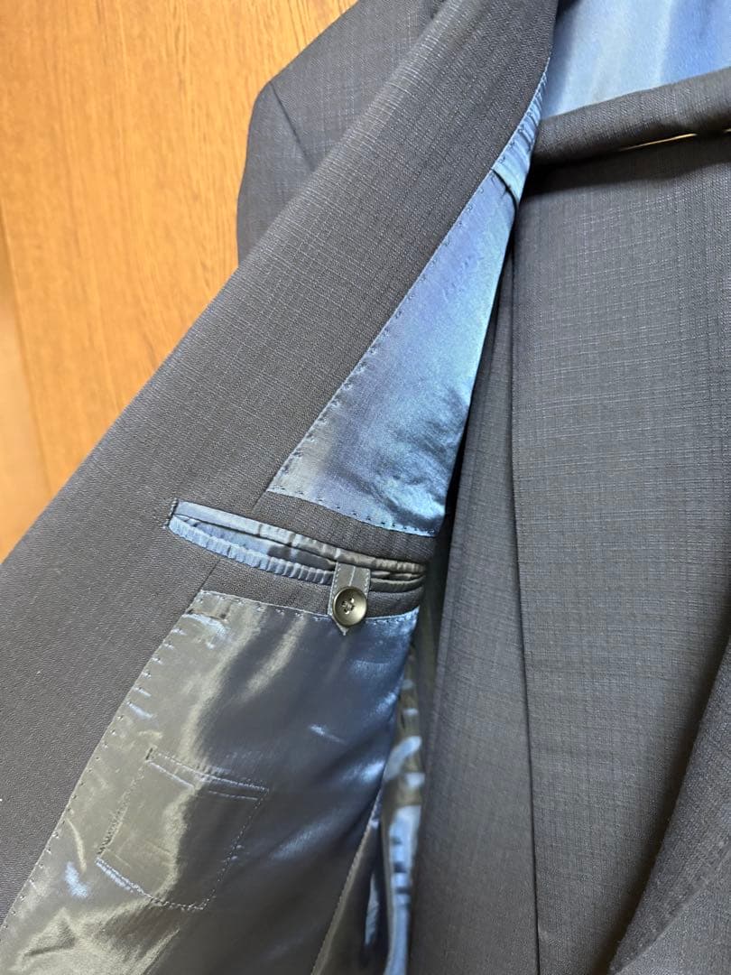 AB5新品未使用！高級ニュージーランドウール100%ネイビーシングルスーツ！