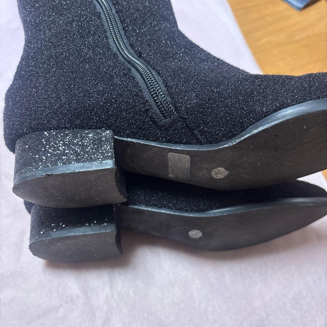 アンテプリマのお花のキラキラビジュー付き黒ロングブーツ23.5美品、他。