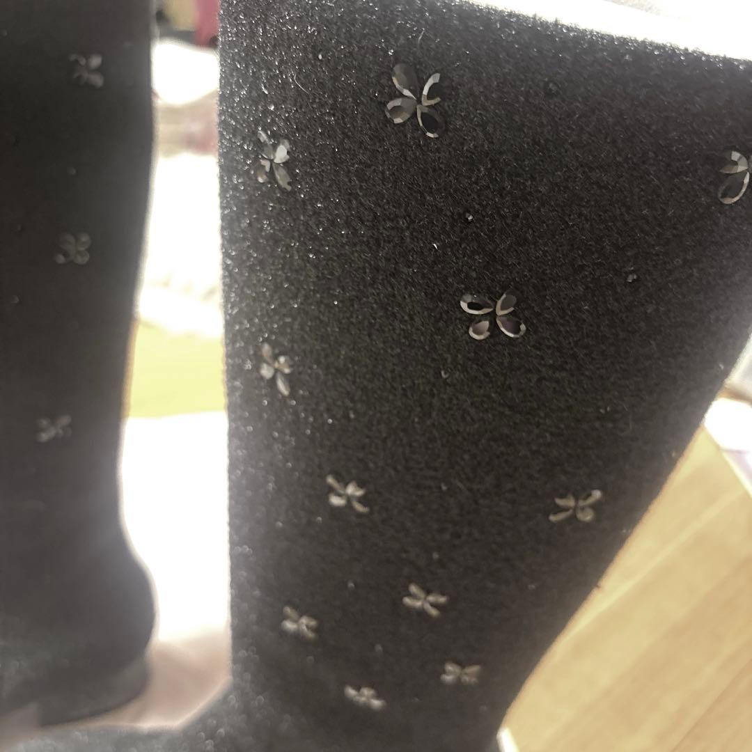 アンテプリマのお花のキラキラビジュー付き黒ロングブーツ23.5美品、他。