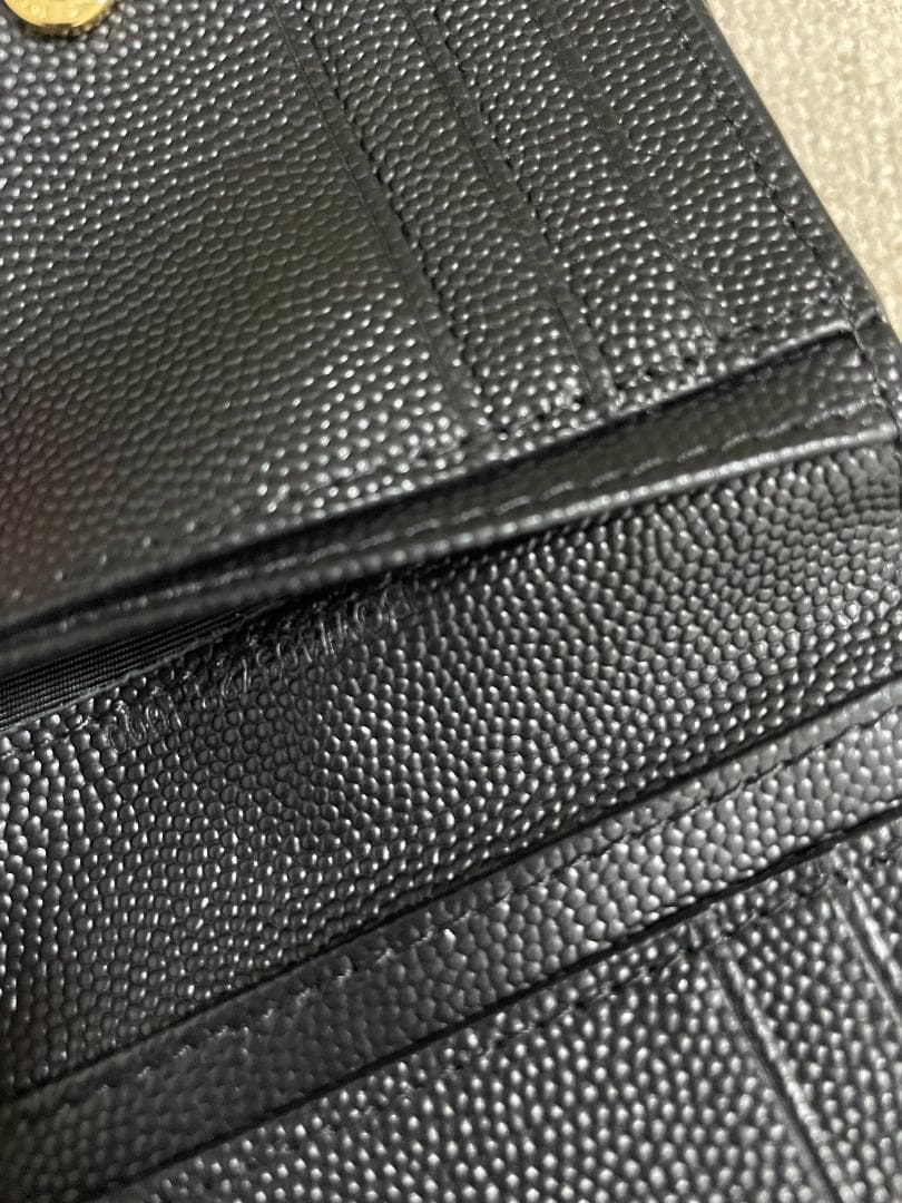 ブラック/綺麗 サンローラン 折り財布Saint Laurent ゴールド ロゴ