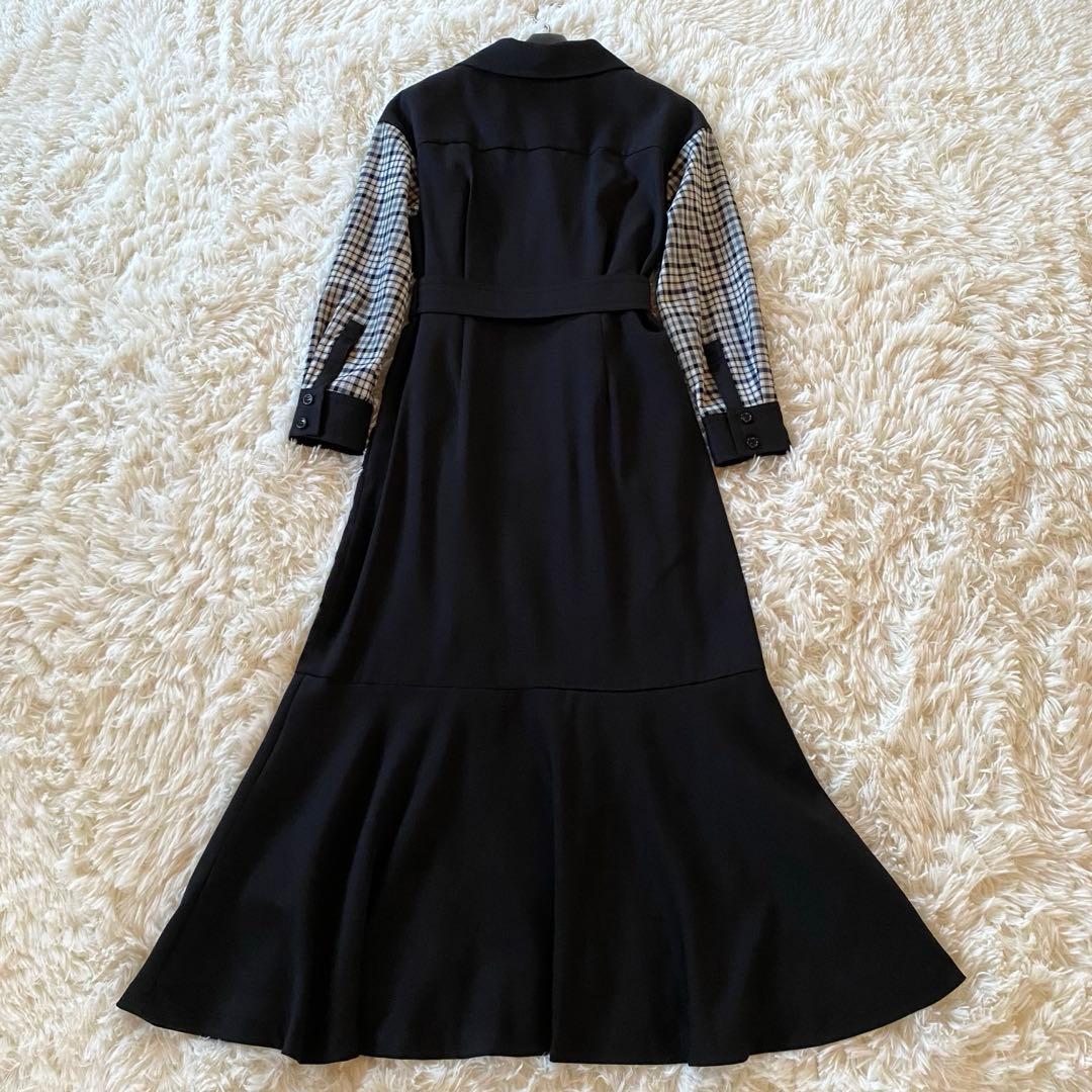 ダイアグラム　チェックコンビワンピース　トレンチ風　切替 ベルト　マキシ