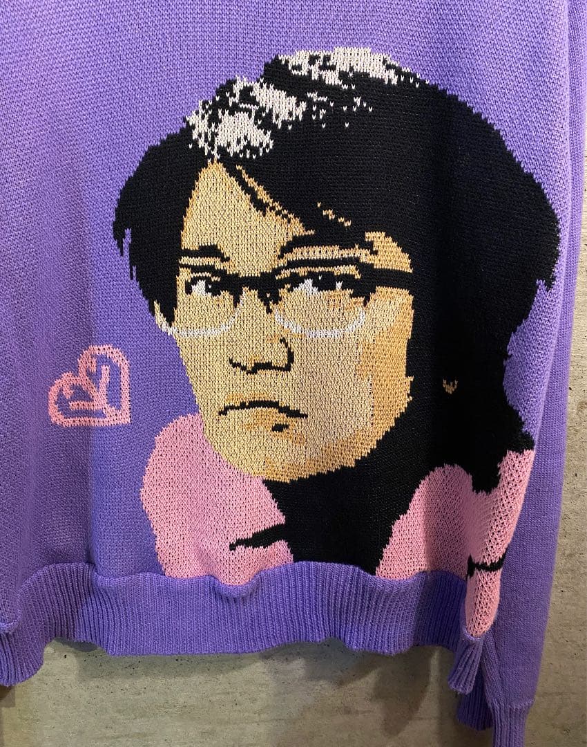 岡村靖幸 ピーチ・コットン・セーター ボーイズサイズ パープル 美品