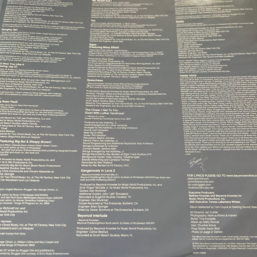 Beyonce 2LP US盤 美品 dangerously in love