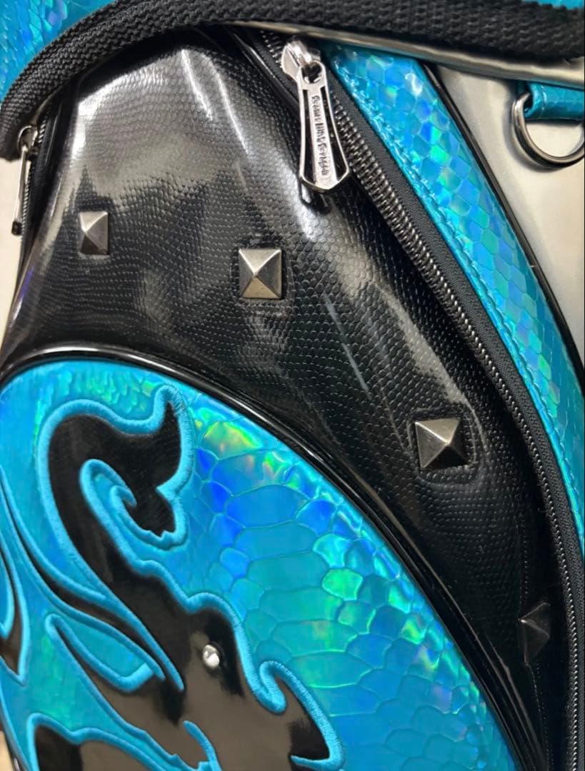 美品フード付ダンスウィズドラゴンキャディバッグ9型希少ブルー