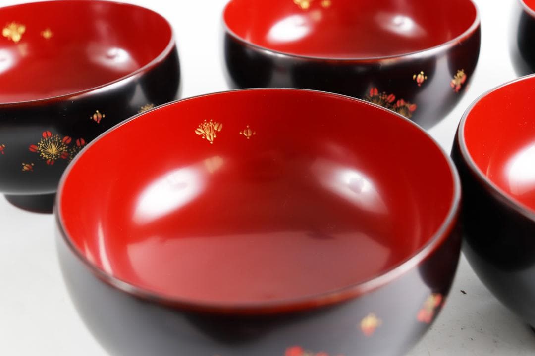 輪島塗 梅沈金御汁椀 藤野孝一郎 吸物椀 五客