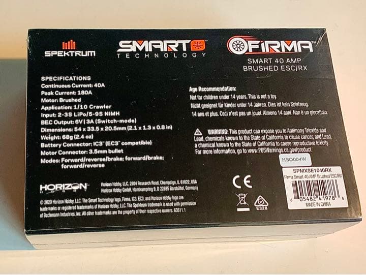 ホビーラジコン SPEKTRUM FIRMA SMART 40A BRUSHED AXIAL