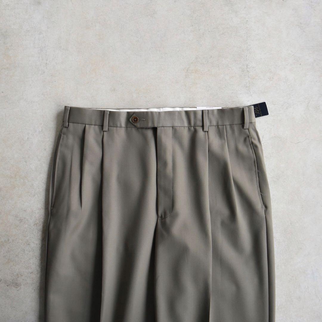 90s ブルックスブラザーズ ツータックスラックス ベージュ未使用W35 L32