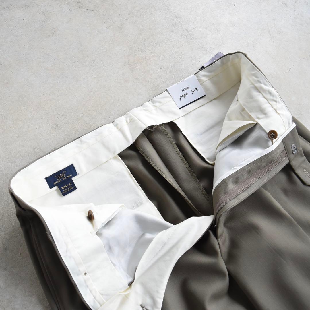 90s ブルックスブラザーズ ツータックスラックス ベージュ未使用W35 L32